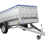 Einachsiger Anhänger auf Blattfedern 264×125 UNITRAILER FORCE 264/R KIPP mit BIS-Seitenwänden, H-0-Rahmen und blauer Plane-Neu