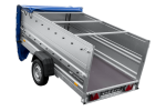 Einachsiger Anhänger auf Blattfedern 264×125 UNITRAILER FORCE 264/R KIPP mit BIS-Seitenwänden, H-0-Rahmen und blauer Plane-Neu – Bild 5