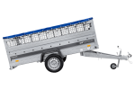 Einachsiger Anhänger auf Blattfedern 264×125 UNITRAILER FORCE 264/R KIPP mit Gitterseitenwänden, H-0-Rahmen und blauer Plane-Neu – Bild 9