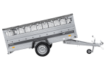 Einachsiger Anhänger auf Blattfedern 264×125 UNITRAILER FORCE 264/R KIPP mit Gitterseitenwänden, H-0-Rahmen und grauer Plane-Neu – Bild 9