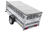 Einachsiger Anhänger auf Blattfedern 264×125 UNITRAILER FORCE 264/R KIPP mit Gitterseitenwänden, H-0-Rahmen und grauer Plane-Neu – Bild 11
