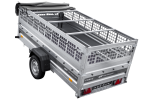 Einachsiger Anhänger auf Blattfedern 264×125 UNITRAILER FORCE 264/R KIPP mit Gitterseitenwänden, H-0-Rahmen und grauer Plane-Neu – Bild 12