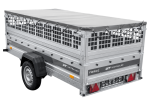 Einachsiger Anhänger auf Blattfedern 264×125 UNITRAILER FORCE 264/R KIPP mit Gitterseitenwänden, H-0-Rahmen und grauer Plane-Neu – Bild 6