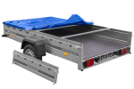 Einachsiger Anhänger auf Blattfedern 264×150 UNITRAILER GARDEN 265/R KIPP mit H-0-Rahmen und blauer Plane-Neu – Bild 6
