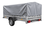 Einachsiger Anhänger auf Blattfedern 264×150 UNITRAILER GARDEN 265/R KIPP mit H-800 Rahmen und grauer Plane-Neu – Bild 5