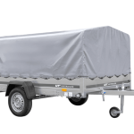 Einachsiger Anhänger auf Blattfedern 264×150 UNITRAILER GARDEN 265/R KIPP mit H-800 Rahmen und grauer Plane-Neu