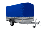 Einachsiger Anhänger mit Blattfedern 264×125 UNITRAILER FORCE 264/R KIPP mit H-1100 Spriegel und blauer Plane-Neu – Bild 8