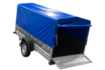 Einachsiger Anhänger mit Blattfedern 264×125 UNITRAILER FORCE 264/R KIPP mit H-800 Spriegel und blauer Plane-Neu – Bild 4