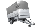 Einachsiger Federanhänger 230×125 UNITRAILER FORCE 230/R KIPP mit BIS-Seitenwänden, H-800-Rahmen und grauer Plane-Neu