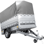 Einachsiger Federanhänger 230×125 UNITRAILER FORCE 230/R KIPP mit BIS-Seitenwänden, H-800-Rahmen und grauer Plane-Neu
