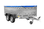 GARDEN TRAILER 264/2 KIPP Zweiachsanhänger mit Stützrad, Planenträgern, zus. Bordwänden und blauer Flachplane-Neu – Bild 3