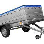 Großer Anhänger 750 kg GARDEN TRAILER 264 KIPP mit Bordwandaufsatz [zusätzliche 40 cm], Stützrad und blauer Flachplane-Neu