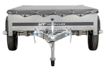 Kipper Pkw Anhänger Garden Trailer 230 KIPP [230 cm x 125 cm] mit Flachplane, Stützrad und Planenträger-Neu – Bild 3