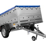 Leichtanhänger auf Blattfedern 200×125 UNITRAILER GARDEN 201/R KIPP mit BIS-Seiten, H-0-Rahmen und blauer Plane-Neu
