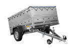 Leichtanhänger auf Blattfedern 200×125 UNITRAILER GARDEN 201/R KIPP mit BIS-Seiten, H-0-Rahmen und grauer Plane-Neu