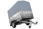 Leichtanhänger auf Blattfedern 200×125 UNITRAILER GARDEN 201/R KIPP mit BIS-Seiten, H-800-Rahmen und grauer Plane-Neu