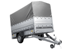 Leichter Anhänger auf Blattfedern 264×125 UNITRAILER FORCE 264/R KIPP mit BIS-Seitenwänden, H-800-Rahmen und grauer Plane-Neu