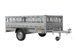 Leichter Anhänger auf Blattfedern 264×150 UNITRAILER GARDEN 265/R KIPP mit Gitterwänden, H-0 Rahmen und grauer Plane-Neu