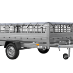 Leichter Anhänger auf Blattfedern 264×150 UNITRAILER GARDEN 265/R KIPP mit Gitterwänden, H-0 Rahmen und grauer Plane-Neu