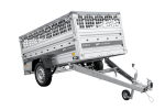 Leichter Anhänger auf Federn 230×125 UNITRAILER FORCE 230/R KIPP mit Gitterwänden, H-0-Rahmen und grauer Plane-Neu