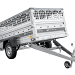 Leichter Anhänger auf Federn 230×125 UNITRAILER FORCE 230/R KIPP mit Gitterwänden, H-0-Rahmen und grauer Plane-Neu