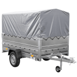 PKW-Anhänger 230×125 UNITRAILER GARDEN 230 FD mit BIS-Seiten, H-800-Gestell und grauer Plane-Neu