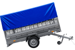 PKW-Anhänger 264×150 UNITRAILER GARDEN 265 KIPP mit Gitteraufsatz, Hochspriegel H-800 und blauer Plane-Neu – Bild 8