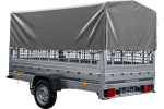PKW-Anhänger 264×150 UNITRAILER GARDEN 265 KIPP mit Gitteraufsatz, Hochspriegel H-800 und grauer Plane-Neu – Bild 4