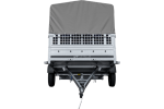 PKW-Anhänger 264×150 UNITRAILER GARDEN 265 KIPP mit Gitteraufsatz, Hochspriegel H-800 und grauer Plane-Neu – Bild 8