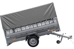 PKW-Anhänger 264×150 UNITRAILER GARDEN 265 KIPP mit Gitteraufsatz, Hochspriegel H-800 und grauer Plane-Neu – Bild 9