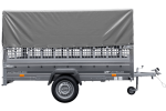 PKW-Anhänger 264×150 UNITRAILER GARDEN 265 KIPP mit Gitteraufsatz, Hochspriegel H-800 und grauer Plane-Neu – Bild 10