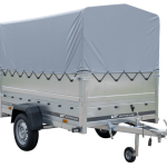 PKW-Anhänger auf Blattfedern 230×125 UNITRAILER GARDEN 230/R KIPP mit BIS-Seiten, H-800-Rahmen und grauer Plane-Neu