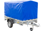 PKW-Anhänger auf Blattfedern 230×125 UNITRAILER GARDEN 230/R KIPP mit H-1100 Rahmen und blauer Plane-Neu
