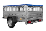 PKW-Anhänger auf Federn 200×125 UNITRAILER GARDEN 201/R KIPP mit Gitterwänden, H-0-Rahmen und blauer Plane-Neu – Bild 3