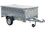 PKW-Anhänger auf Federn 230×125 UNITRAILER GARDEN 230/R KIPP mit BIS-Seiten, H-0-Rahmen und grauer Plane-Neu