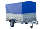 PKW-Anhänger auf Federn 264×125 UNITRAILER GARDEN 264/R KIPP mit BIS-Seiten, H-800-Rahmen und blauer Plane-Neu