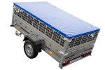 Pkw Transport Anhänger 230×125 Garden Trailer 230 KIPP mit Laubgitteraufsatz, blauer Flachplane, Planenträgern und Stützrad-Neu – Bild 9