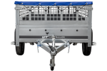 Pkw Transport Anhänger 230×125 Garden Trailer 230 KIPP mit Laubgitteraufsatz, blauer Flachplane und Stützrad-Neu – Bild 4