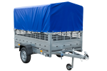 Planenanhänger 230×125 Garden Trailer 230 KIPP mit Laubgitteraufsatz, blauer Hochplane, Hochspriegel und Stützrad-Neu – Bild 6