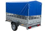 Planenanhänger 230×125 Garden Trailer 230 KIPP mit Laubgitteraufsatz, blauer Hochplane, Hochspriegel und Stützrad-Neu – Bild 7