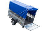 Planenanhänger 230×125 Garden Trailer 230 KIPP mit Laubgitteraufsatz, blauer Hochplane, Hochspriegel und Stützrad-Neu – Bild 8