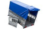 Planenanhänger 230×125 Garden Trailer 230 KIPP mit Laubgitteraufsatz, blauer Hochplane, Hochspriegel und Stützrad-Neu – Bild 10