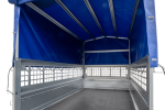 Planenanhänger 230×125 Garden Trailer 230 KIPP mit Laubgitteraufsatz, blauer Hochplane, Hochspriegel und Stützrad-Neu – Bild 9