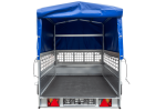 Planenanhänger 230×125 Garden Trailer 230 KIPP mit Laubgitteraufsatz, blauer Hochplane, Hochspriegel und Stützrad-Neu – Bild 11