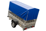 Planenanhänger 230×125 Garden Trailer 230 KIPP mit Laubgitteraufsatz, blauer Hochplane, Hochspriegel und Stützrad-Neu – Bild 4