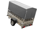 Planenanhänger 230×125 Garden Trailer 230 KIPP mit Laubgitteraufsatz, grauer Hochplane, Hochspriegel und Stützrad-Neu – Bild 4