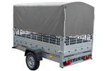 Planenanhänger 230×125 Garden Trailer 230 KIPP mit Laubgitteraufsatz, grauer Hochplane, Hochspriegel und Stützrad-Neu – Bild 5