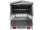 Planenanhänger 230×125 Garden Trailer 230 KIPP mit Laubgitteraufsatz, grauer Hochplane, Hochspriegel und Stützrad-Neu – Bild 10