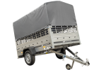 Planenanhänger 230×125 Garden Trailer 230 KIPP mit Laubgitteraufsatz, grauer Hochplane, Hochspriegel und Stützrad-Neu