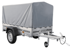 Tieflader Pkw Anhänger Garden Trailer 200 KIPP 200×106 cm 750 kg [mit Hochspriegel, Hochplane und Stützrad]-Neu